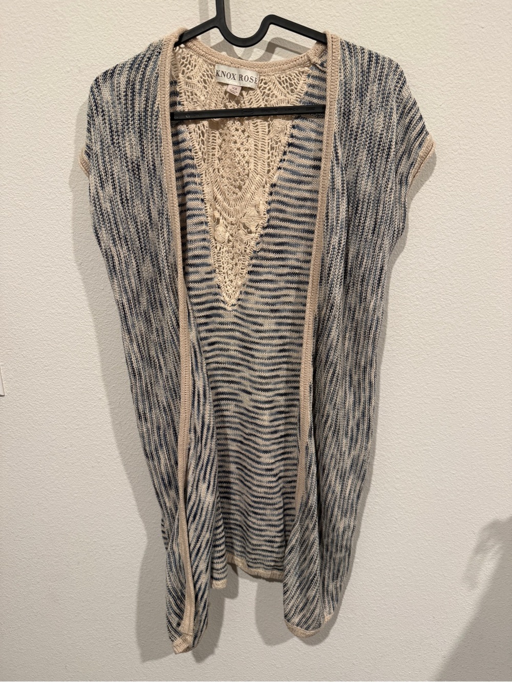 Knox Rose Open-Knit Crochet Cardigan - Cream